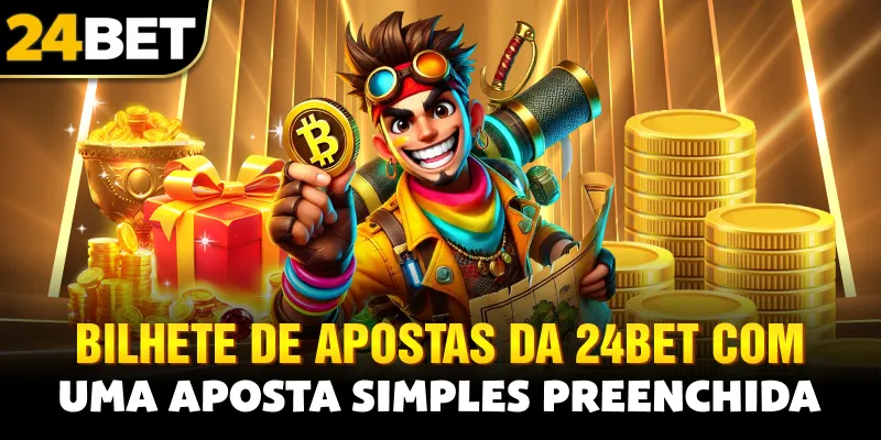 Bilhete de apostas da 24bet com uma aposta simples preenchida