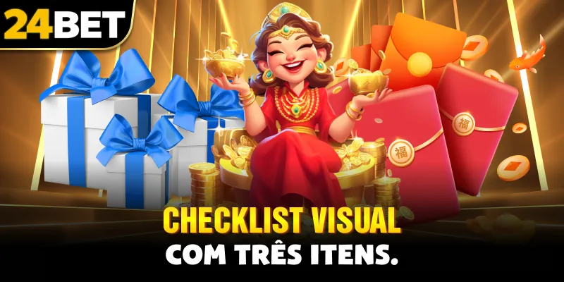 Checklist visual com três itens
