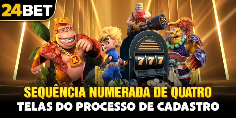 Sequência numerada de quatro telas do processo de cadastro