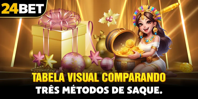 Tabela visual comparando três métodos de saque.